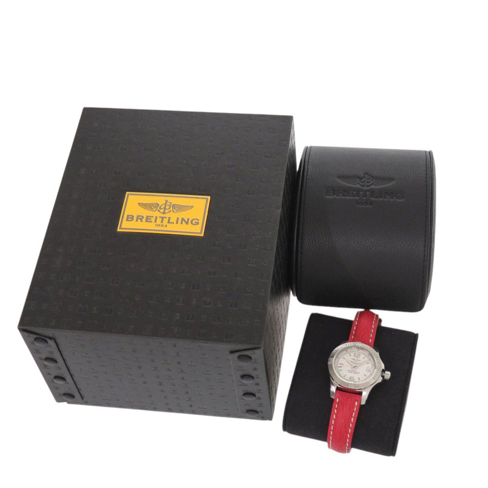 ブライトリング コルト レディ A77388 SS レザー ホワイト レッド 白文字盤 クオーツ 腕時計 1591【中古】BREITLING