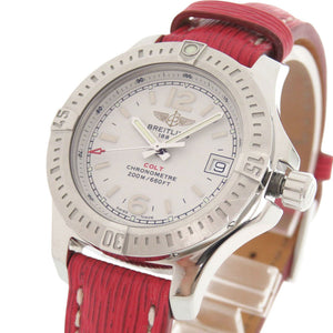 ブライトリング コルト レディ A77388 SS レザー ホワイト レッド 白文字盤 クオーツ 腕時計 1591【中古】BREITLING
