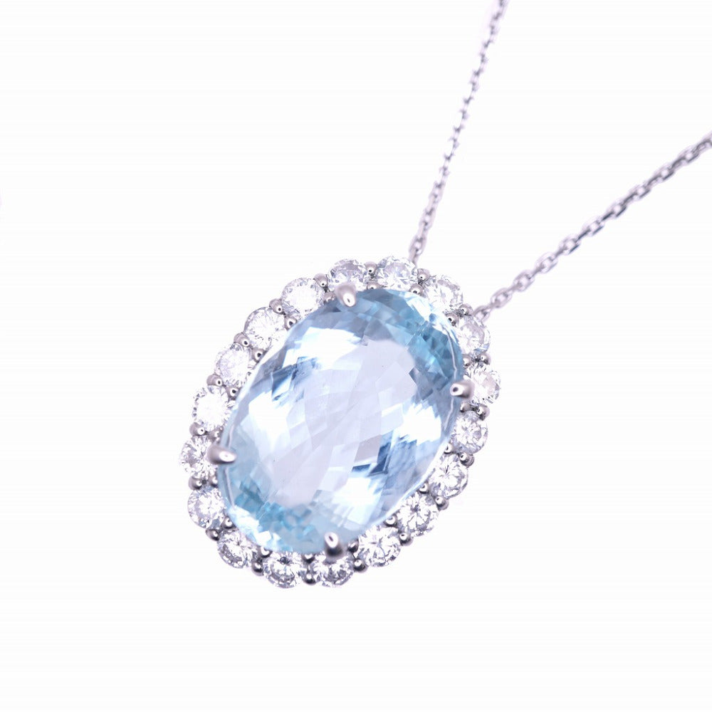 新品同様 アクアマリン 11.767ct / ダイヤ 1.80ct Pt900/Pt850/K18WG ネックレス 11.0g ダイヤモンド ジュエリー アクセサリー 1594【中古】
