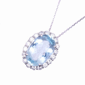 新品同様 アクアマリン 11.767ct / ダイヤ 1.80ct Pt900/Pt850/K18WG ネックレス 11.0g ダイヤモンド ジュエリー アクセサリー 1594【中古】