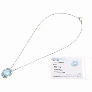 新品同様 アクアマリン 11.767ct / ダイヤ 1.80ct Pt900/Pt850/K18WG ネックレス 11.0g ダイヤモンド ジュエリー アクセサリー 1594【中古】