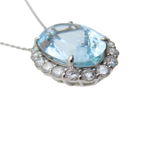 新品同様 アクアマリン 11.767ct / ダイヤ 1.80ct Pt900/Pt850/K18WG ネックレス 11.0g ダイヤモンド ジュエリー アクセサリー 1594【中古】