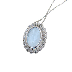 新品同様 アクアマリン 11.767ct / ダイヤ 1.80ct Pt900/Pt850/K18WG ネックレス 11.0g ダイヤモンド ジュエリー アクセサリー 1594【中古】