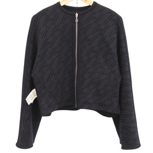 美品 エルメス ノーカラー ニットジャケット リバーシブルモデル ウール/カシミヤ ブラック アウター 黒 1621【中古】HERMES