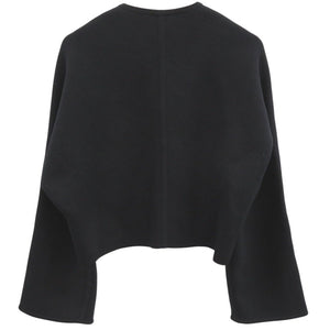 美品 エルメス ノーカラー ニットジャケット リバーシブルモデル ウール/カシミヤ ブラック アウター 黒 1621【中古】HERMES