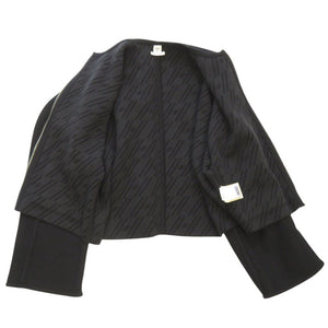 美品 エルメス ノーカラー ニットジャケット リバーシブルモデル ウール/カシミヤ ブラック アウター 黒 1621【中古】HERMES