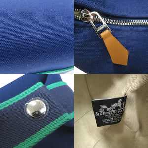 新品同様 エルメス BRIDE A BRAC PM ブリッド ア ブラック PM H104223M ハンドバッグ コットン マリーンブルー 1640【中古】HERMES