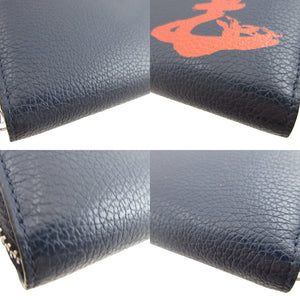 未使用 ヴィヴィアンウエストウッド オーブ柄 レザー ネイビー 紺 ラウンドファスナー長財布 財布 1654【中古】Vivienne Westwood