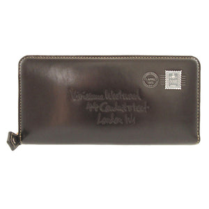 未使用 ヴィヴィアンウエストウッド エンベロープ オーブ柄 レザー ブラック 黒 ラウンドファスナー長財布 財布 1655【中古】Vivienne Westwood