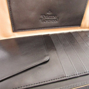 未使用 ヴィヴィアンウエストウッド エンベロープ オーブ柄 レザー ブラック 黒 ラウンドファスナー長財布 財布 1655【中古】Vivienne Westwood