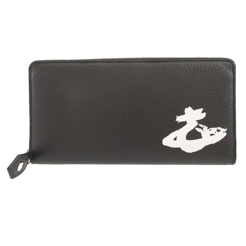 未使用 ヴィヴィアンウエストウッド オーブ柄 レザー ブラック 黒 ラウンドファスナー長財布 財布 1657【中古】Vivienne Westwood