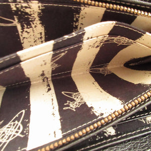 新品同様 ヴィヴィアンウエストウッド オーブ柄 レザー ブラック 黒 ラウンドファスナー長財布 財布 1658【中古】Vivienne Westwood