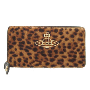 新品同様 ヴィヴィアンウエストウッド オーブ柄 ハラコ ブラウン 茶 ラウンドファスナー長財布 財布 1659【中古】Vivienne Westwood