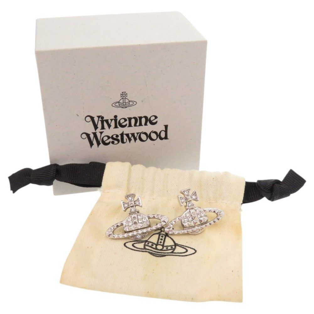 美品 ヴィヴィアンウエストウッド MAYFAIR BAS RELIEF オーブ 真鍮 ラインストーン シルバー ピアス 1662【中古】Vivienne Westwood