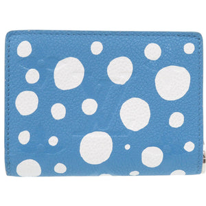 新品同様 ルイ ヴィトン × 草間彌生 ポルトフォイユ クレア モノグラム アンプラント M82104 ICチップ レザー ブルー系 二つ折り財布 青 LV 1672【中古】LOUIS VUITTON