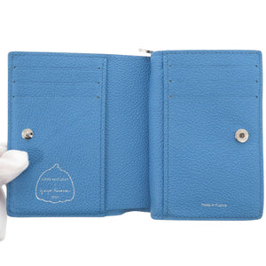 新品同様 ルイ ヴィトン × 草間彌生 ポルトフォイユ クレア モノグラム アンプラント M82104 ICチップ レザー ブルー系 二つ折り財布 青 LV 1672【中古】LOUIS VUITTON