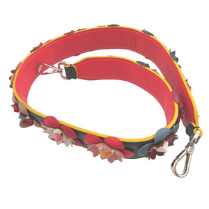 美品 フェンディ ストラップユー レザー マルチカラー ネイビー 紺 スタッズ 花柄 ショルダーストラップ 1677【中古】FENDI