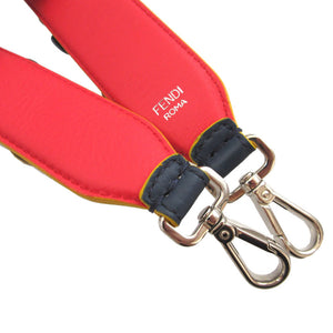 美品 フェンディ ストラップユー レザー マルチカラー ネイビー 紺 スタッズ 花柄 ショルダーストラップ 1677【中古】FENDI