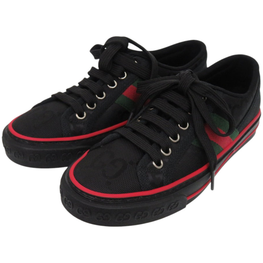 未使用品 グッチ シェリーライン テニス1977 21.5cm 629242 H9H70 1072 GGキャンバス ブラック 黒 スニーカー 1680【中古】GUCCI