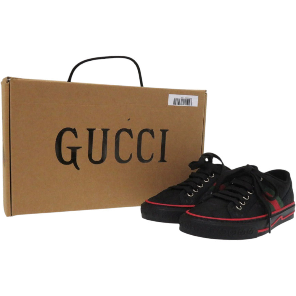 未使用品 グッチ シェリーライン テニス1977 21.5cm 629242 H9H70 1072 GGキャンバス ブラック 黒 スニーカー 1680【中古】GUCCI