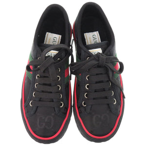 未使用品 グッチ シェリーライン テニス1977 21.5cm 629242 H9H70 1072 GGキャンバス ブラック 黒 スニーカー 1680【中古】GUCCI