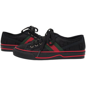 未使用品 グッチ シェリーライン テニス1977 21.5cm 629242 H9H70 1072 GGキャンバス ブラック 黒 スニーカー 1680【中古】GUCCI