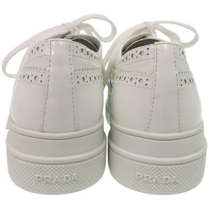 新品同様 プラダ パンチングレザー 24cm レースアップ 1E492N レザー ホワイト 白 スニーカー 1681【中古】PRADA