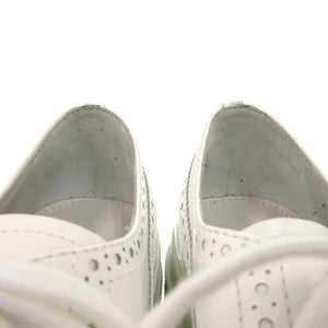 新品同様 プラダ パンチングレザー 24cm レースアップ 1E492N レザー ホワイト 白 スニーカー 1681【中古】PRADA