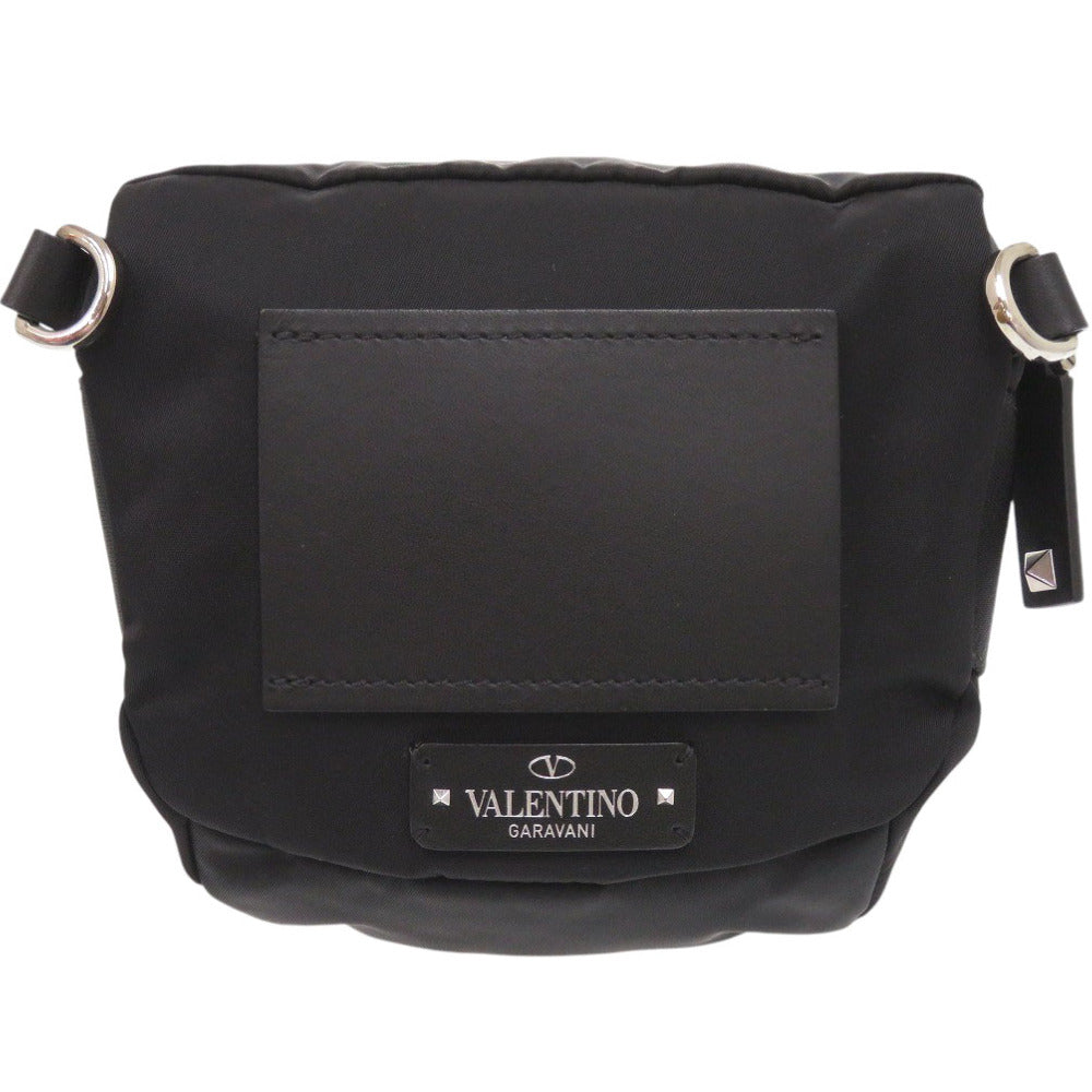 美品 ヴァレンティノ ガラヴァーニ VLTN ナイロン ブラック ショルダーバッグ 黒 1689【中古】Valentino Garavani