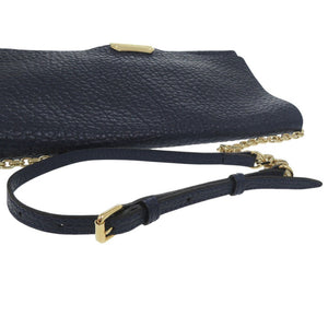 美品 バーバリー チェーンショルダーバッグ カーフ ネイビーブルー 1696【中古】BURBERRY