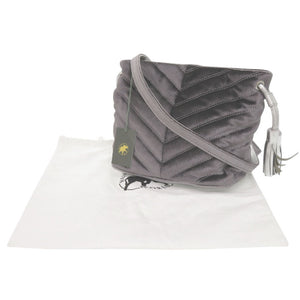 新品同様 ハンティングワールド ベロア シルバー ショルダーバッグ 1699【中古】HUNTING WORLD