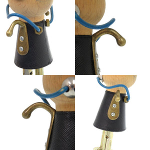 プラダ ロボット レザー ウッド メタル ブラック 黒 キーホルダー 1707【中古】PRADA