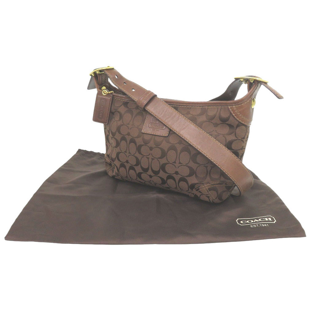 コーチ キャンバス ブラウン ショルダーバッグ 茶 0009【中古】COACH