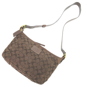 コーチ キャンバス ブラウン ショルダーバッグ 茶 0009【中古】COACH