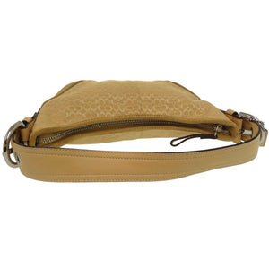 美品 コーチ マイクロシグネチャー ショルダーバッグ ミニワンショルダーバッグ セミショルダー 肩掛け キャンバス スウェード イエローベージュ 0010【中古】COACH