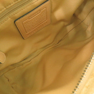 美品 コーチ マイクロシグネチャー ショルダーバッグ ミニワンショルダーバッグ セミショルダー 肩掛け キャンバス スウェード イエローベージュ 0010【中古】COACH