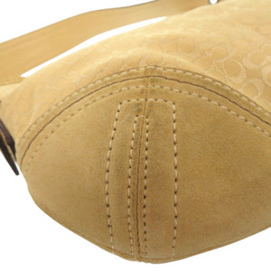 美品 コーチ マイクロシグネチャー ショルダーバッグ ミニワンショルダーバッグ セミショルダー 肩掛け キャンバス スウェード イエローベージュ 0010【中古】COACH