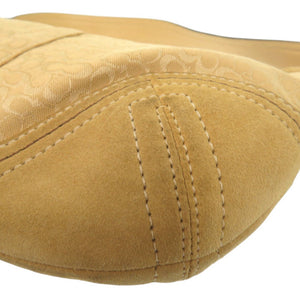 美品 コーチ マイクロシグネチャー ショルダーバッグ ミニワンショルダーバッグ セミショルダー 肩掛け キャンバス スウェード イエローベージュ 0010【中古】COACH