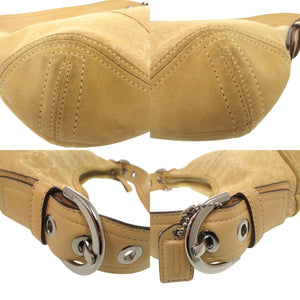 美品 コーチ マイクロシグネチャー ショルダーバッグ ミニワンショルダーバッグ セミショルダー 肩掛け キャンバス スウェード イエローベージュ 0010【中古】COACH