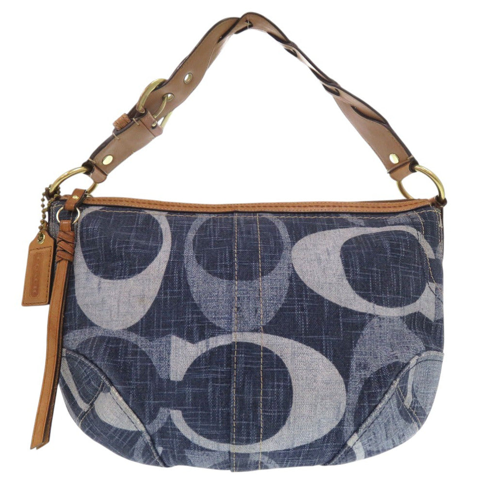 美品 コーチ シグネチャー デニム ワンショルダーバッグ ショルダーバッグ F12190 レザー ブルー 0011【中古】COACH