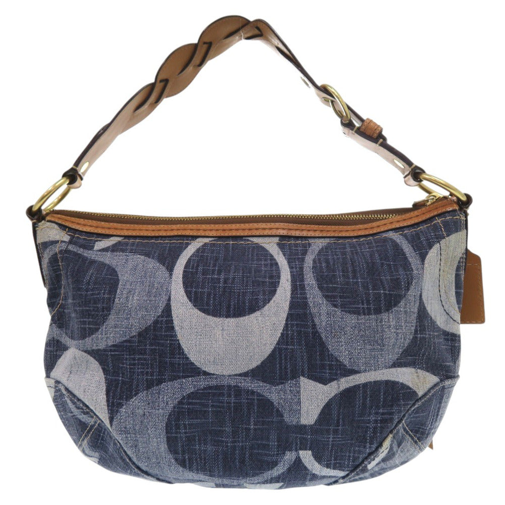 美品 コーチ シグネチャー デニム ワンショルダーバッグ ショルダーバッグ F12190 レザー ブルー 0011【中古】COACH