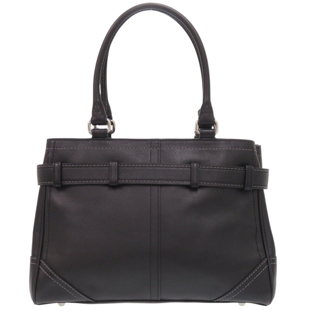 美品 コーチ レザー ブラック ハンドバッグ 黒 0016【中古】COACH