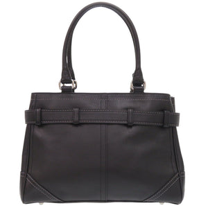 美品 コーチ レザー ブラック ハンドバッグ 黒 0016【中古】COACH