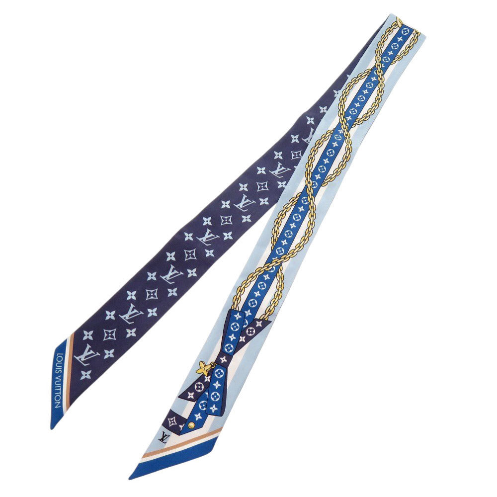 美品 ルイ ヴィトン バンドーBB LV ボウ M96174 シルク ブルー スカーフ LV 0022【中古】LOUIS VUITTON