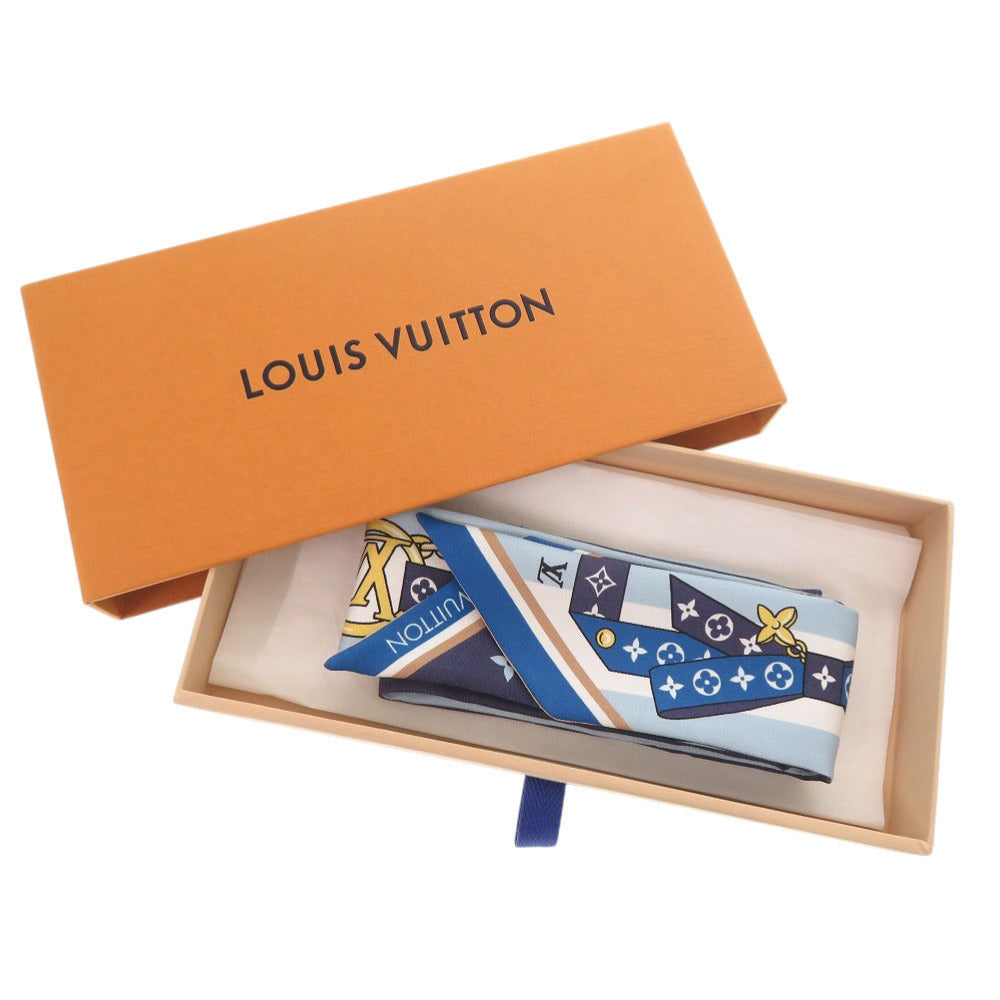 美品 ルイ ヴィトン バンドーBB LV ボウ M96174 シルク ブルー スカーフ LV 0022【中古】LOUIS VUITTON