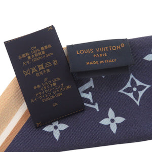 美品 ルイ ヴィトン バンドーBB LV ボウ M96174 シルク ブルー スカーフ LV 0022【中古】LOUIS VUITTON