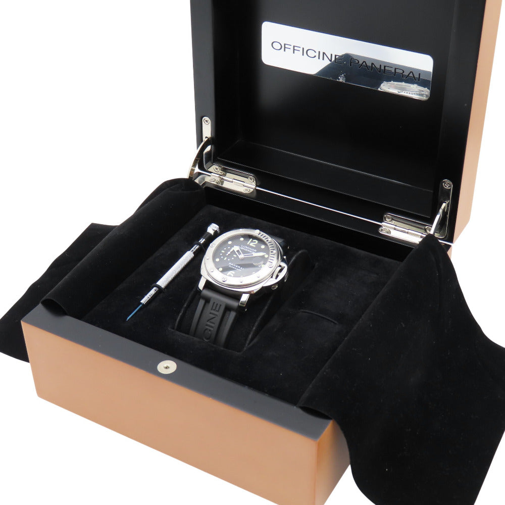 美品 オフィチーネ パネライ ルミノール サブマーシブル PAM01024 自動巻き 腕時計 SS/ラバー ブラック 黒文字盤 0051【中古】OFFICINE PANERAI メンズ