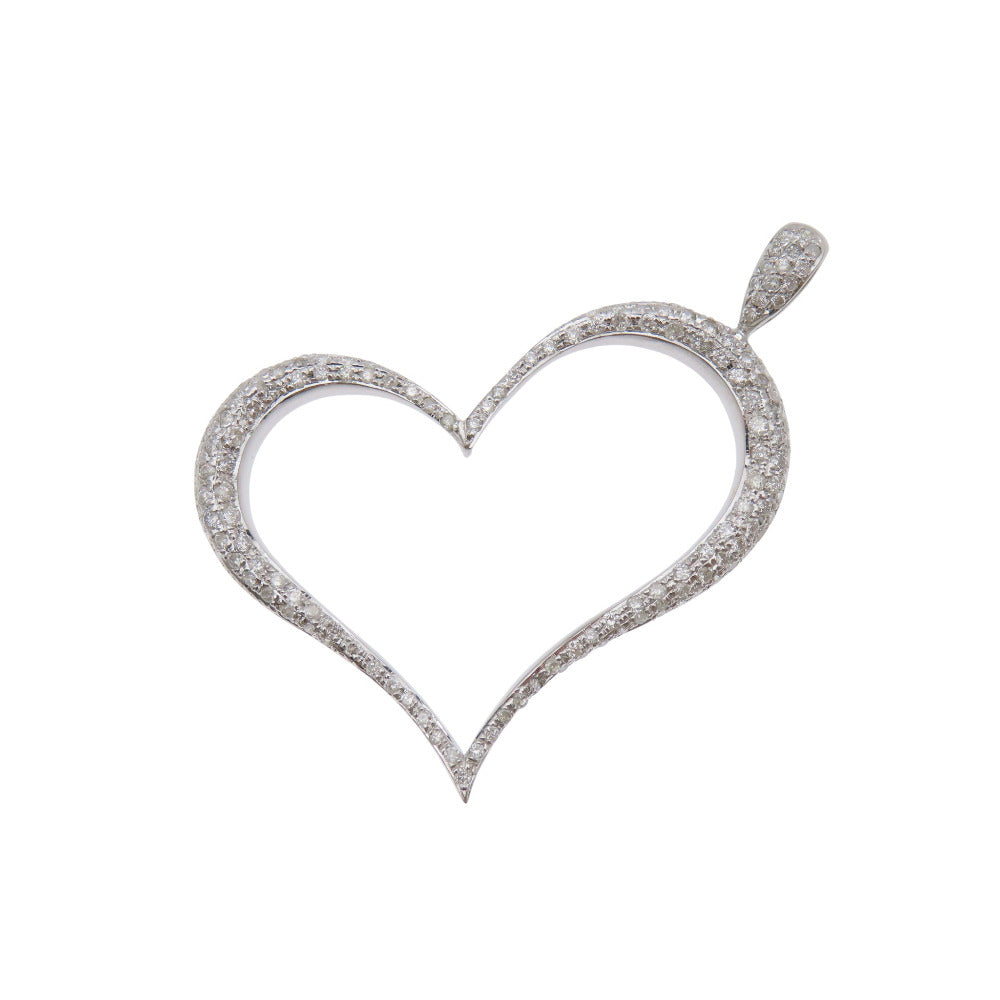 美品 ハートモチーフ ダイヤ D2.00ct K18WG ペンダント トップ 8.1g ネックレストップ ホワイトゴールド ダイヤモンド ジュエリー 0052【中古】