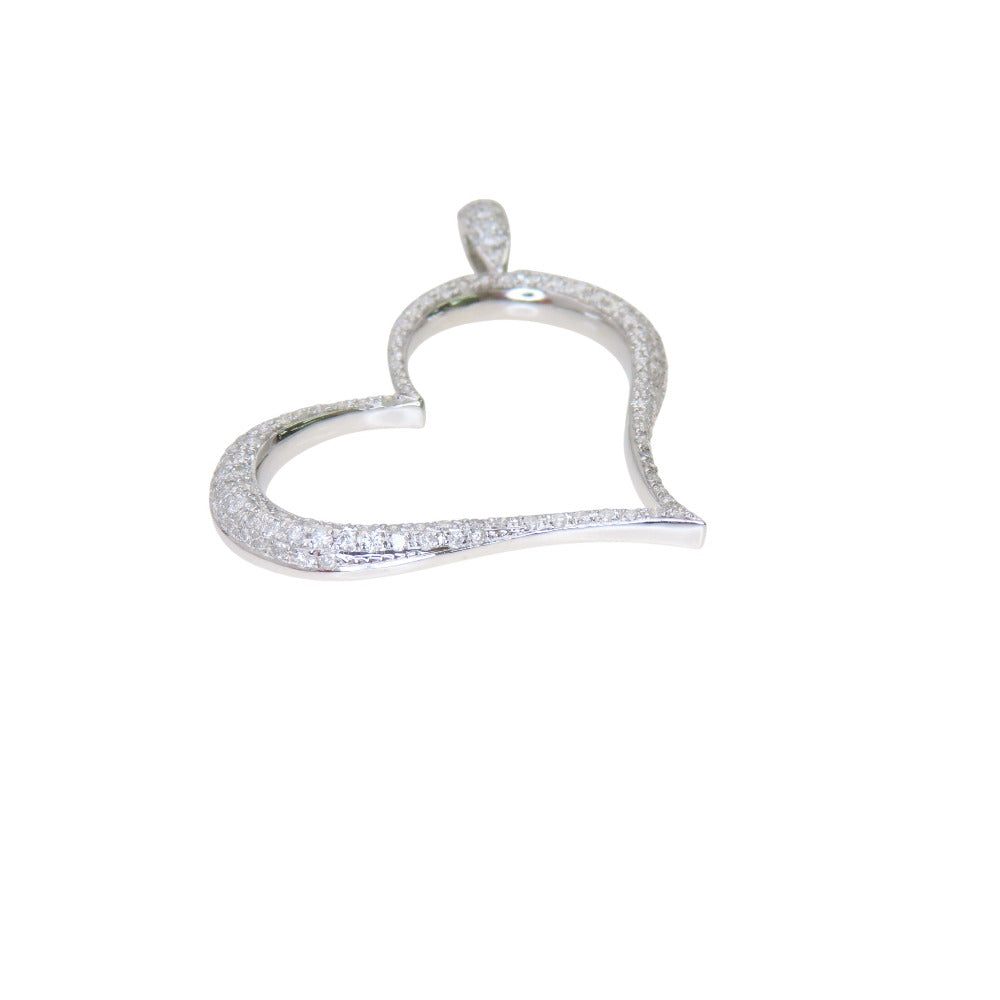 美品 ハートモチーフ ダイヤ D2.00ct K18WG ペンダント トップ 8.1g ネックレストップ ホワイトゴールド ダイヤモンド ジュエリー 0052【中古】