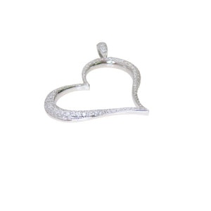 美品 ハートモチーフ ダイヤ D2.00ct K18WG ペンダント トップ 8.1g ネックレストップ ホワイトゴールド ダイヤモンド ジュエリー 0052【中古】